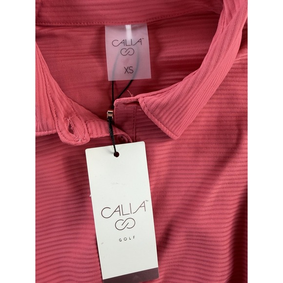 NWT Calia Golf Shirt Pink Sz XS Ribbed Flutter Sleeve Athleisure Wicking Polo - Picture 4 of 5